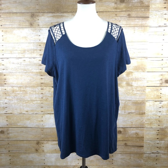 torrid Tops - Torrid Crochet Back Short Sleeve Top Sz 2